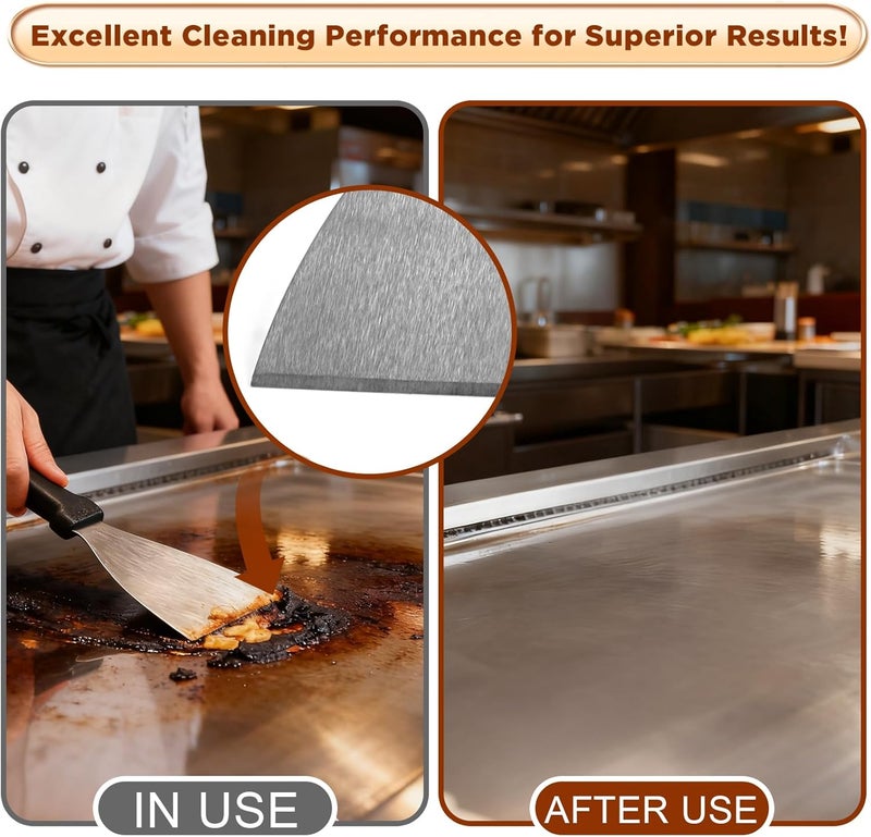 HANWRAPS Griddle Scraper，Stainless Steel Grill Scraper,Slant Edge Metal Spatula for Teppanyaki Flat Top BBQ,Grill Cooking,Frying Steak Pork Chop Chicken Chop,Dishwasher Safe - Image 4